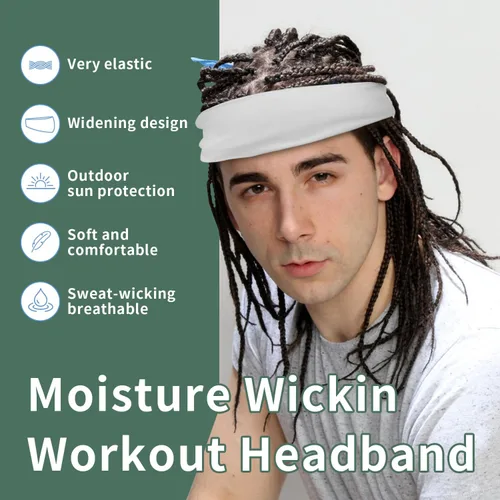 Vista 6 de 6 Pack Mens Running Headband, Sweatband Sports Headband for Running,Cycling,Football,Yoga,Fitness Workout Stretchy Unisex Hairband, 6