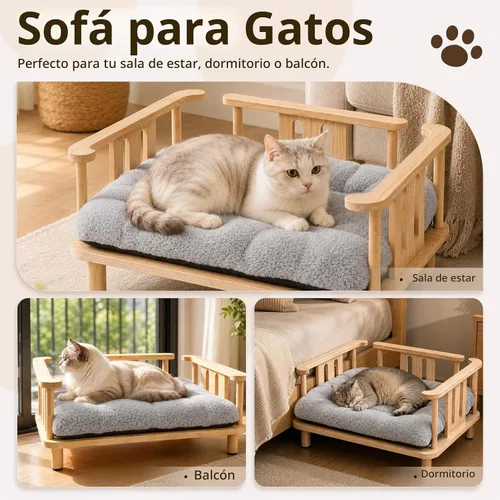 Vista 2 de Summark Cama elevada para gatos con colchón de felpa