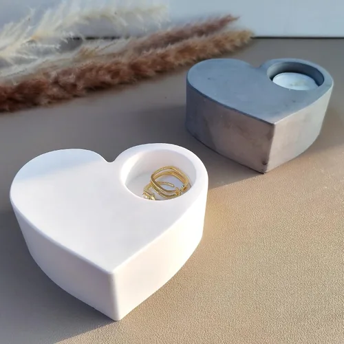 Vista 6 de Wehous Moldes de resina de San Valentín, molde de silicona para portavelas en forma de corazón, 3D Love Heart Valentine candelita Portavelas Moldes