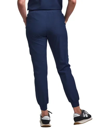 Vista 5 de Green Town - Conjunto de ropa quirúrgica para mujer, pantalón jogger y blusa con cuello en V, 5 bolsillos, banda de yoga, uniforme de enfermería