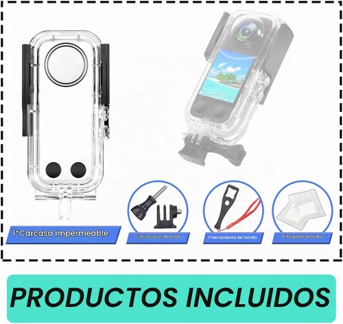 Vista 5 de Funda impermeable para cámara de acción Insta 360 one X3, carcasa protectora de buceo subacuático 40M con accesorios de soporte