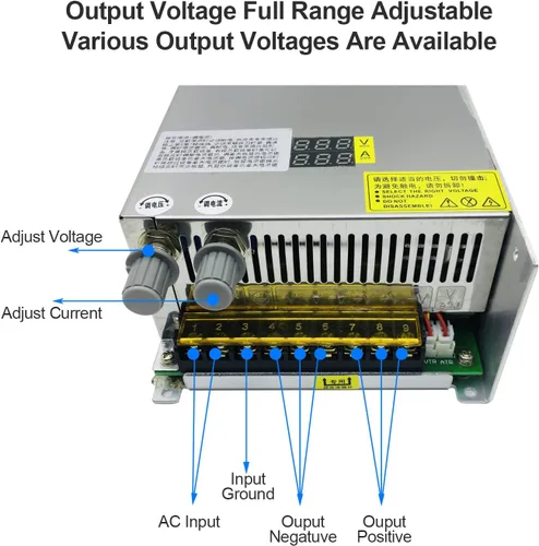 Vista 2 de Voltaje de salida ajustable de 1000 W y fuente de alimentación de conmutación de corriente CC Convertidor CV AC 110V-220V a DC 0-24V 40A