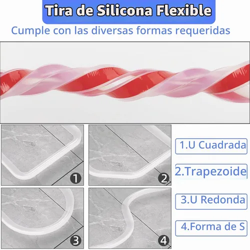 Vista 6 de Barrera de umbral de ducha de 39 pulgadas, sello inferior de puerta de ducha de silicona para tapón de agua, borde flexible para protector