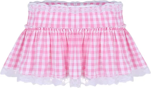 Vista 8 de iiniim Minifalda plisada con volantes de encaje a cuadros para mujeres y niñas Azul/claro