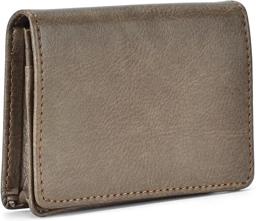 Vista 5 de XEYOU Funda para tarjetas de crédito para mujer, tarjetero con bolsillo frontal para mujer, Cartera plegable para tarjetas marrón oscuro, Moderno