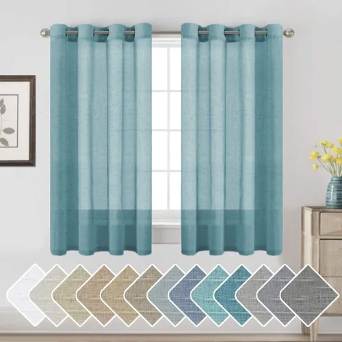 Vista 151 de H.VERSAILTEX Cortinas de lino de mezcla natural para sala de estar/cortinas de lino semitransparentes reductoras de luz de 54 pulgadas de largo