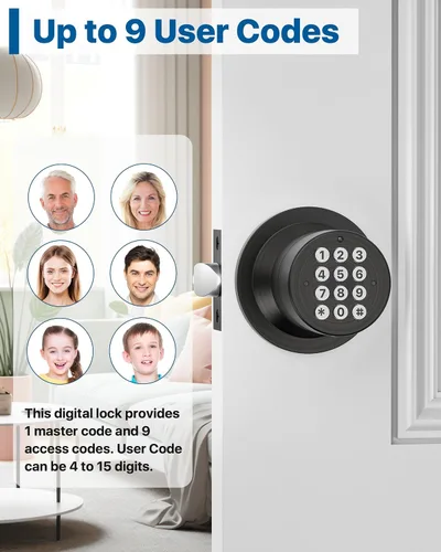 Vista 2 de Cerradura de entrada sin llave con código, pomo de puerta digital con teclado para dormitorio, puerta principal, garaje, hogar, apartamento, bronce