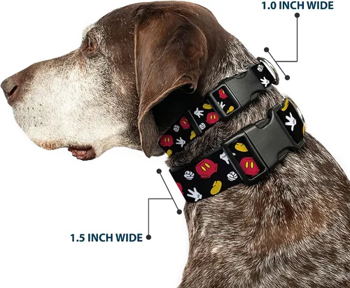 Vista 2 de Buckle-Down Collar de perro con clip de plástico para disfraz de Mickey Mouse, elementos dispersos negros