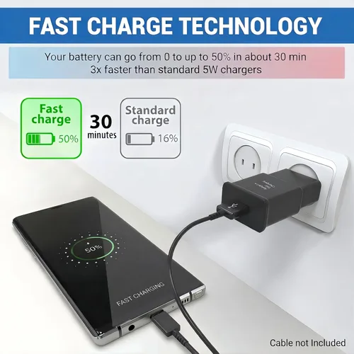 Vista 4 de Bloque de carga rápida para Samsung Android USB cargador de pared adaptador compatible con Samsung Galaxy S24/S23 S22/S21/S20/S10/S10e/S9 Plus/S8