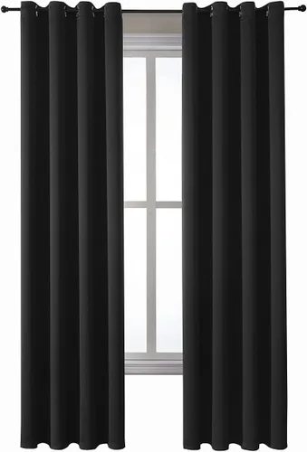 Vista 175 de ChrisDowa - Cortinas cortas para ventana de 40 pulgadas para dormitorio - Cortinas cortas con ojales y aislamiento térmico para oscurecer