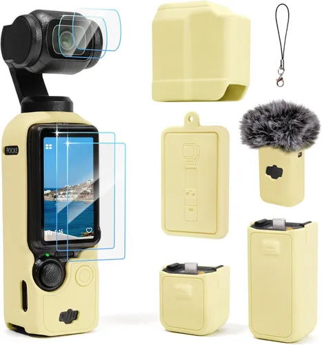 Vista 11 de Funda protectora para cámara DJI Osmo Pocket 3/Xtra Muse, funda de silicona suave con 2 protectores de pantalla y lente, accesorios de cuerpo
