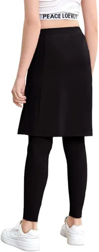 Vista 4 de Gyiefcg Falda deportiva de golf para niñas con leggings, falda de entrenamiento, falda de baile activa con bolsillos