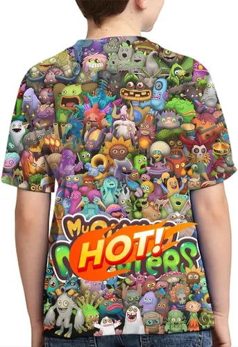 Vista 2 de Camiseta de manga corta con cuello redondo unisex con estampado 3D de manga corta y estampado casual