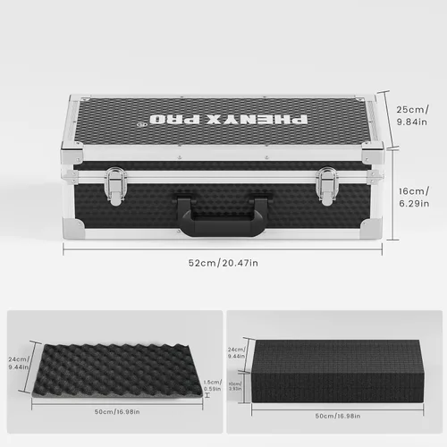 Vista 9 de Phenyx Pro Paquete de sistema de micrófono inalámbrico PTU-5200-2H2B con el estuche de transporte personalizable de gran