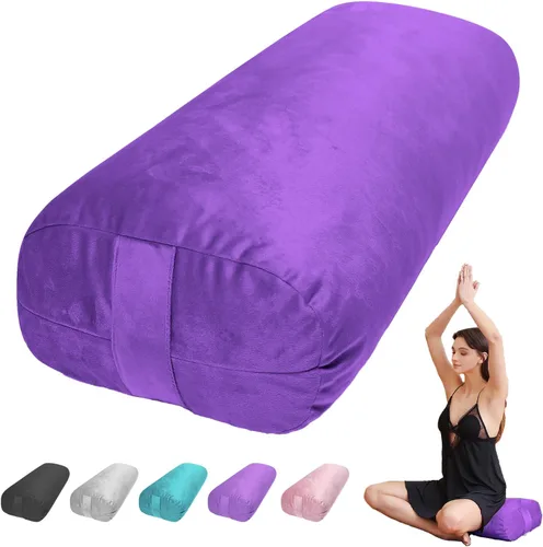 Vista 8 de Yoga Bolster Pillow for Restorative & Yin Yoga - Meditation Pillow with Velvet Cover - Rectangular