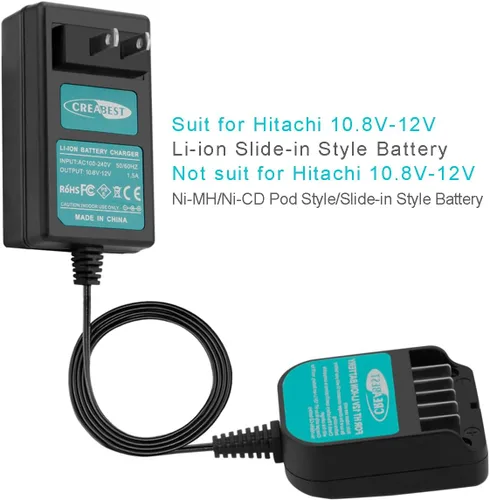 Vista 6 de Creabest 10.8V-12V Li-ion Battery Charger Compatible with Hitachi BCL1015
