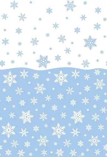 Vista 2 de Unique Mantel rectangular de plástico con copos de nieve, 54 x 84 pulgadas, azul y blanco