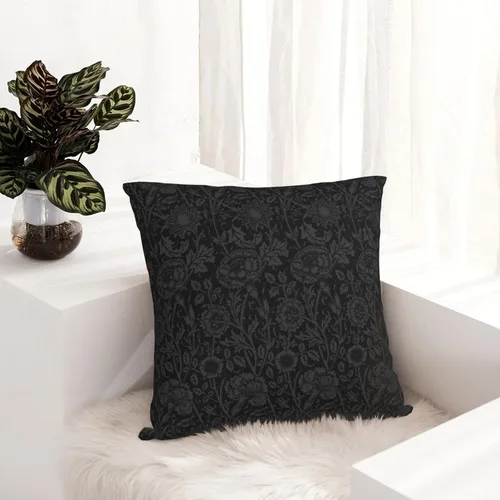 Vista 2 de William Carnations - Fundas de almohada morris con diseño floral negro y gris, 18 x 18 pulgadas, almohada estética para dormitorio, funda de William