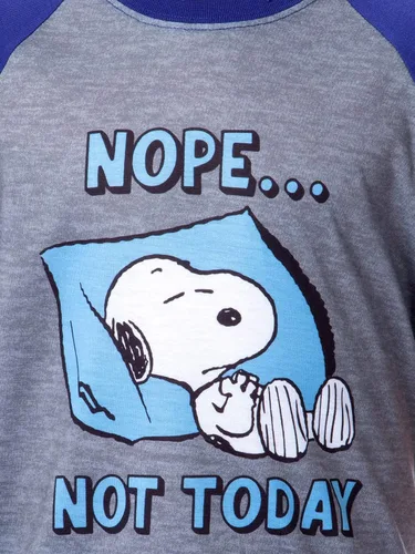 Vista 3 de INTIMO Peanuts Snoopy Nope Not Today - Conjunto de pijama corto con cuello redondo, Multi colorido