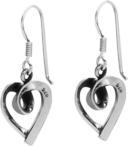 Vista 3 de Trendy Loving corazón cinta de plata de ley 925. Dangle Earrings