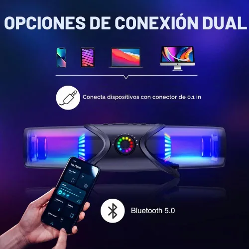 Vista 7 de WolfLawS Altavoces de Computadora, Barra de Sonido Bluetooth, Altavoces de Computadora para Monitor de Escritorio con Luz RGB, Altavoces de PC