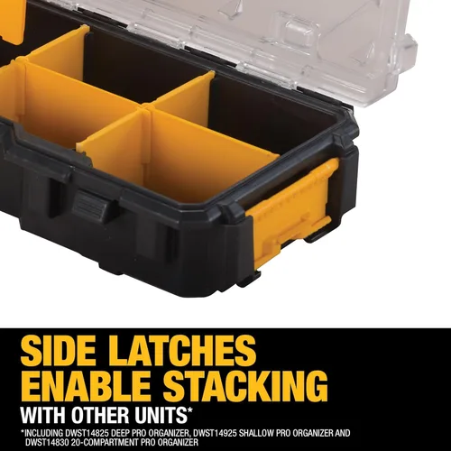 Vista 5 de DEWALT Organizador de piezas pequeñas, caja de almacenamiento de hardware con separadores extraíbles, 10 compartimentos (DWST14825) (Paquete de 3)