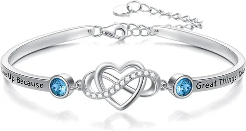 Vista 11 de AOBOCO Pulsera de corazón infinito ajustable de plata de ley 925 para hermana, mejor amiga, hija, mamá, abuela, nieta, nuera, madrina, ahijada