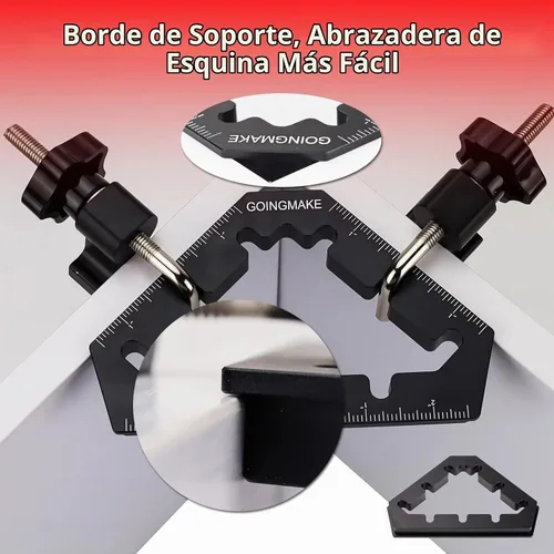 Vista 7 de GOINGMAKE Abrazaderas de esquina para herramientas de carpintería, abrazaderas de 45 y 90 grados, cuadrados de posicionamiento de aleación