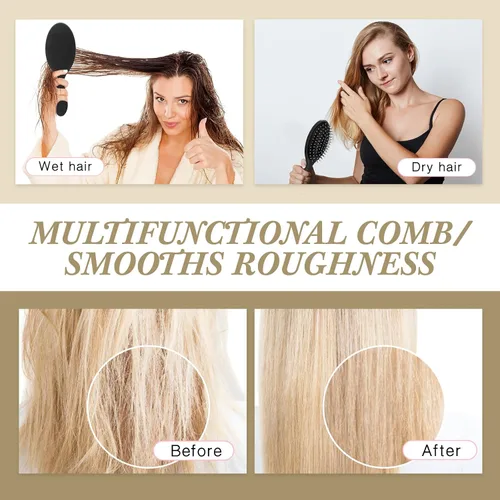 Vista 5 de Nuenen 6 piezas de cepillo desenredante húmedo para cabello seco, cepillo desenredante con cerdas suaves para mujeres, hombres, niñas y niños (negro)