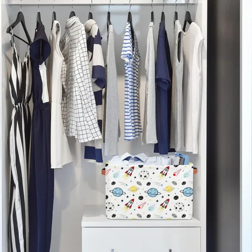 Vista 8 de Cesta de almacenamiento grande plegable para juguetes, organizador de lavandería para armario, estante de guardería, dormitorio de niños, 15 x 11 x
