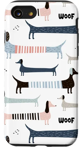 Vista 18 de Dachshund Weenie Weiner Dog - Carcasa para iPhone 17, diseño azul, rosa y blanco