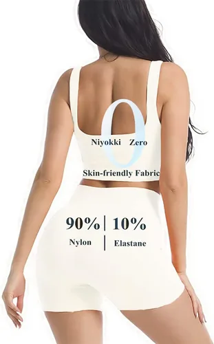 Vista 2 de niyokki Conjuntos de entrenamiento para mujer, de dos piezas, sexy, de verano, brasier deportivo y pantalones cortos cruzados, conjunto