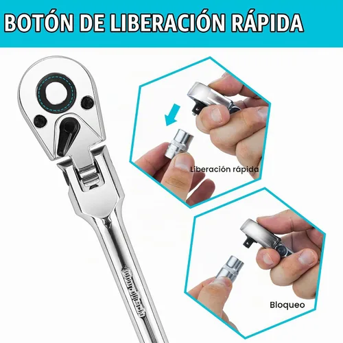Vista 4 de DURATECH Trinquete de cabeza flexible de 1/4