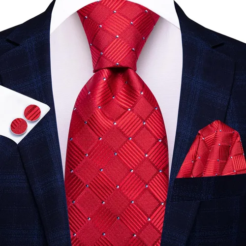 Vista 241 de Hi-Tie Corbata clásica de cachemira para hombre con pañuelo y gemelos a cuadros
