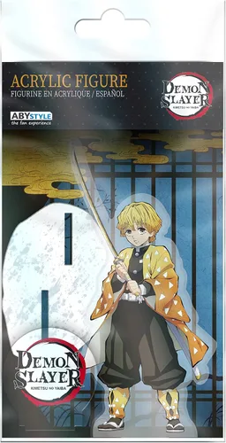 Vista 2 de ABYstyle Demon Slayer Kimetsu no Yaiba Zenitsu Agatsuma Acryl 5 pulgadas de alto, figura modelo de anime manga accesorios de escritorio, regalo
