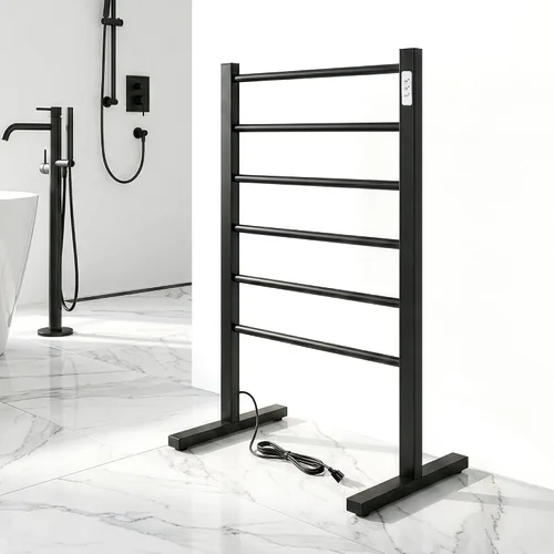 Vista 9 de Ibiza Freestanding Towel Warmer, Black, Plug-in, 6 Bars