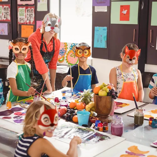 Vista 7 de Blulu 12 máscaras de animales para niños, amigos del bosque, máscaras de dibujos animados, animales del bosque de la selva, fiesta temática