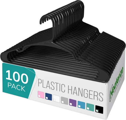 Vista 10 de NEATERIZE Perchas de Ropa de Plástico Paquete de 100 para Adultos - Perchas de Plástico, El Colgador Perfecto para Abrigos y Perchas de Ropa que