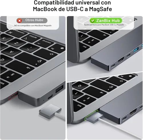 Vista 5 de Hub USB C, adaptador USB 8 en 2 Thunderbolt 4 HDMI para MacBook Air/Pro M1