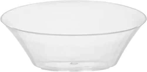 Vista 11 de Restaurantware 4 mini platos de degustación de 2.9 x 1.3 pulgadas, 50 mini platos de postre desechables, platos de plástico transparente con diseño
