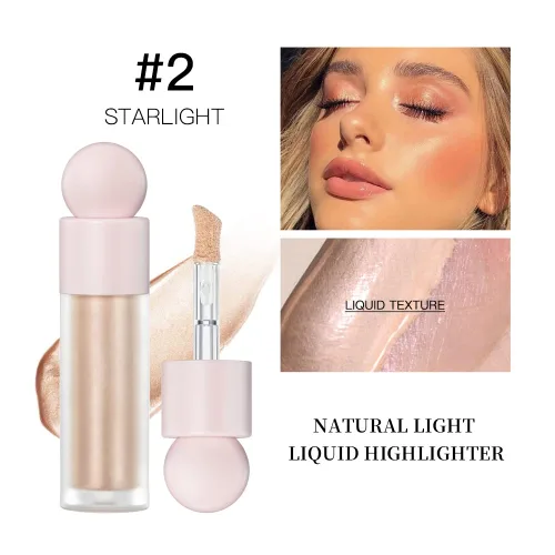Vista 6 de Rotulador líquido para rostro, iluminador brillante, maquillaje para rostro, mejillas, cuerpo, suave, sedoso, impermeable, iluminador de cuerpo