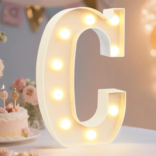 Vista 73 de Pooqla Letras con luces LED de marquesina, letras decorativas iluminadas en blanco cálido y blanco frío, letras del alfabeto iluminadas para niños