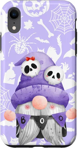 Vista 24 de iPhone 16 Boo Gnome Halloween Purple Spooky Creepy Cute Watercolor Case