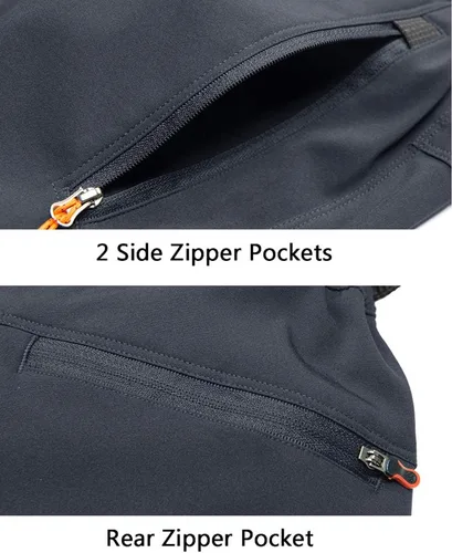 Vista 3 de MAGNIVIT - Pantalones de senderismo para hombre, resistentes al agua, 4 bolsillos con cremallera, reforzados, rodilleras, pantalones