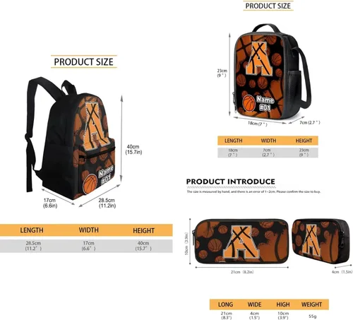 Vista 130 de FOR U DESIGNS Fuego baloncesto impreso niños escuela mochilas viaje mochila libro bolsa