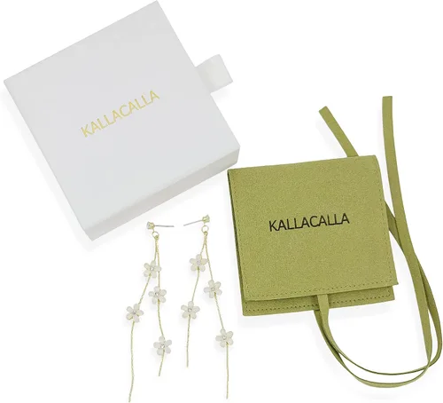 Vista 6 de Aretes de gota de flor, aretes lineales, aretes colgantes de flores, aretes delicados, aretes florales, aretes largos de flores, regalo para ella