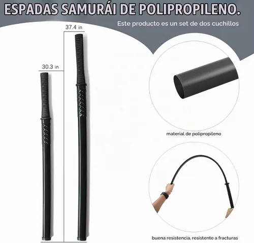 Vista 2 de RTCT - Espada katana de polipropileno para entrenamiento Samurái, juego de 2 piezas with Display Stand High Intensity Training Plastic Knife