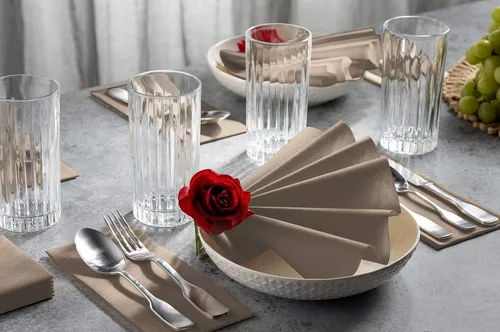 Vista 2 de 100 servilletas de papel de color beige con tacto de lino, suaves y absorbentes, para cocina, fiesta, boda, baño o cualquier ocasión (paquete de 100)