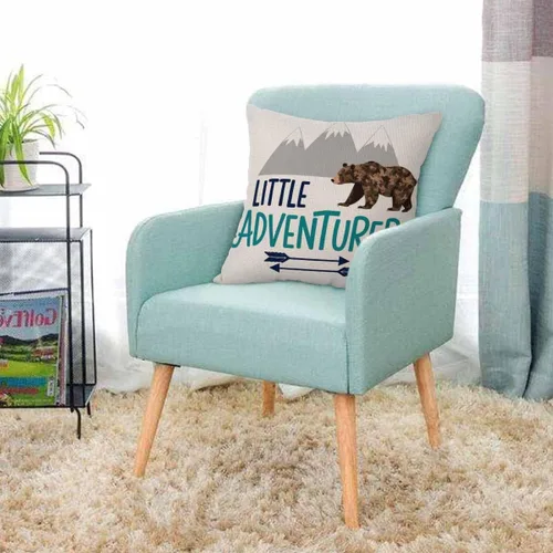 Vista 2 de AOYEGO Little Adventurer - Funda de almohada decorativa de viaje con diseño de oso y flecha de montaña, animales salvajes, naturaleza, bosque, 18 x