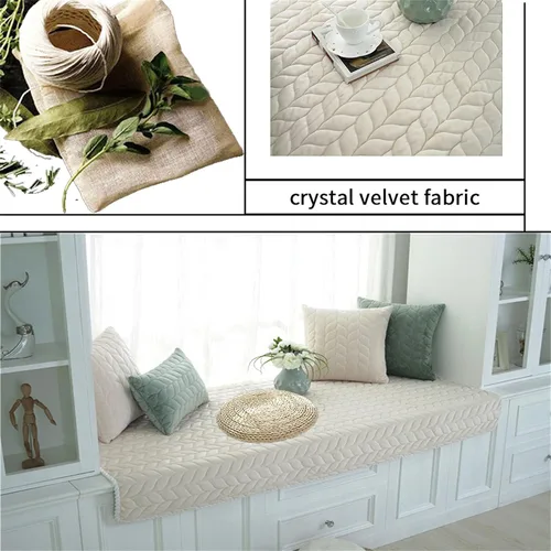 Vista 2 de JeogYong Alfombrilla Gruesa de Felpa para Ventana Salediza Antideslizante de Terciopelo Cristal, Cojín Moderno para Asiento de Banco de Alféizar